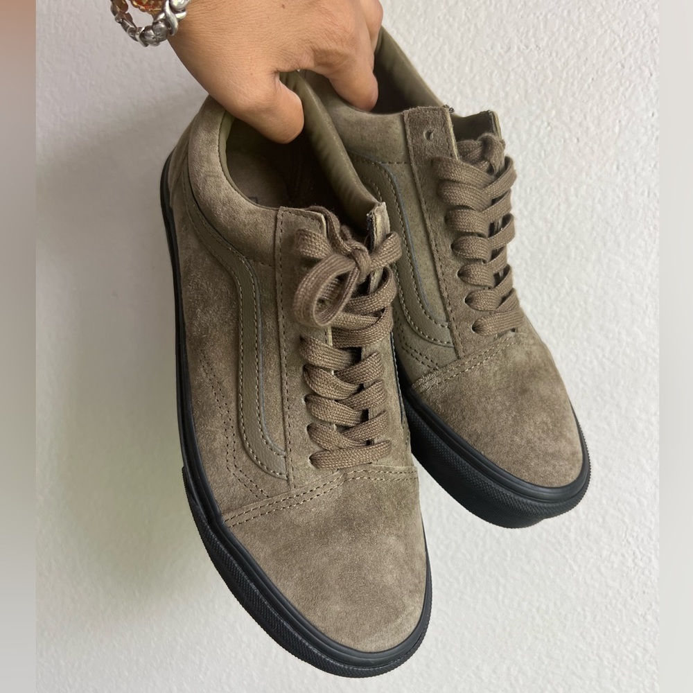 VANS Olive Green Sneakers. Like T why are we doing capitals if it’s a lowercase